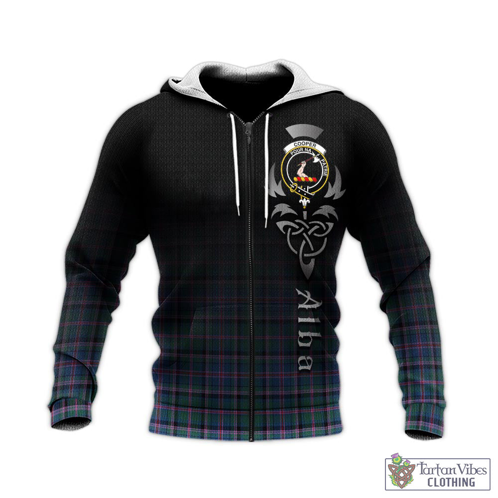 Tartan Vibes Clothing Cooper Tartan Knitted Hoodie Featuring Alba Gu Brath Family Crest Celtic Inspired