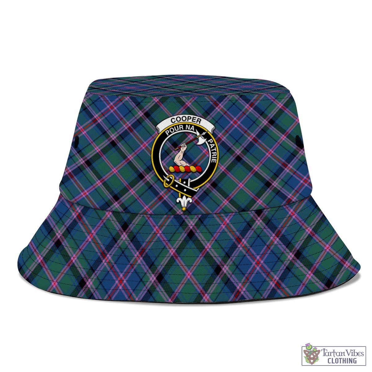 Tartan Vibes Clothing Cooper Tartan Bucket Hat with Family Crest