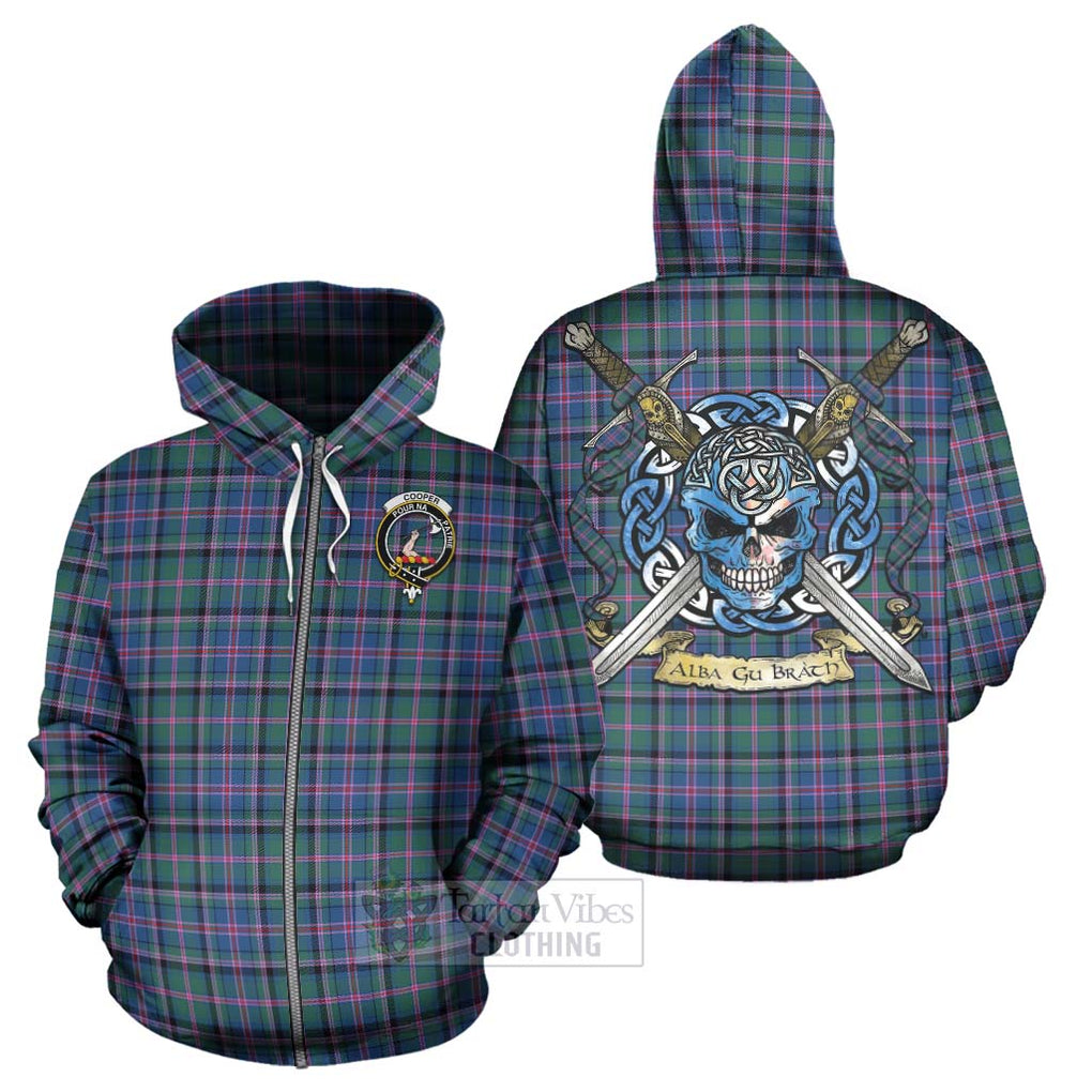 Tartan Vibes Clothing Cooper Tartan Hoodie with Family Crest Celtic Skull Style