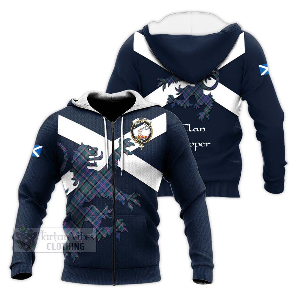 Tartan Vibes Clothing Cooper Tartan Lion Rampant Knitted Hoodie – Proudly Display Your Heritage with Alba Gu Brath and Clan Name