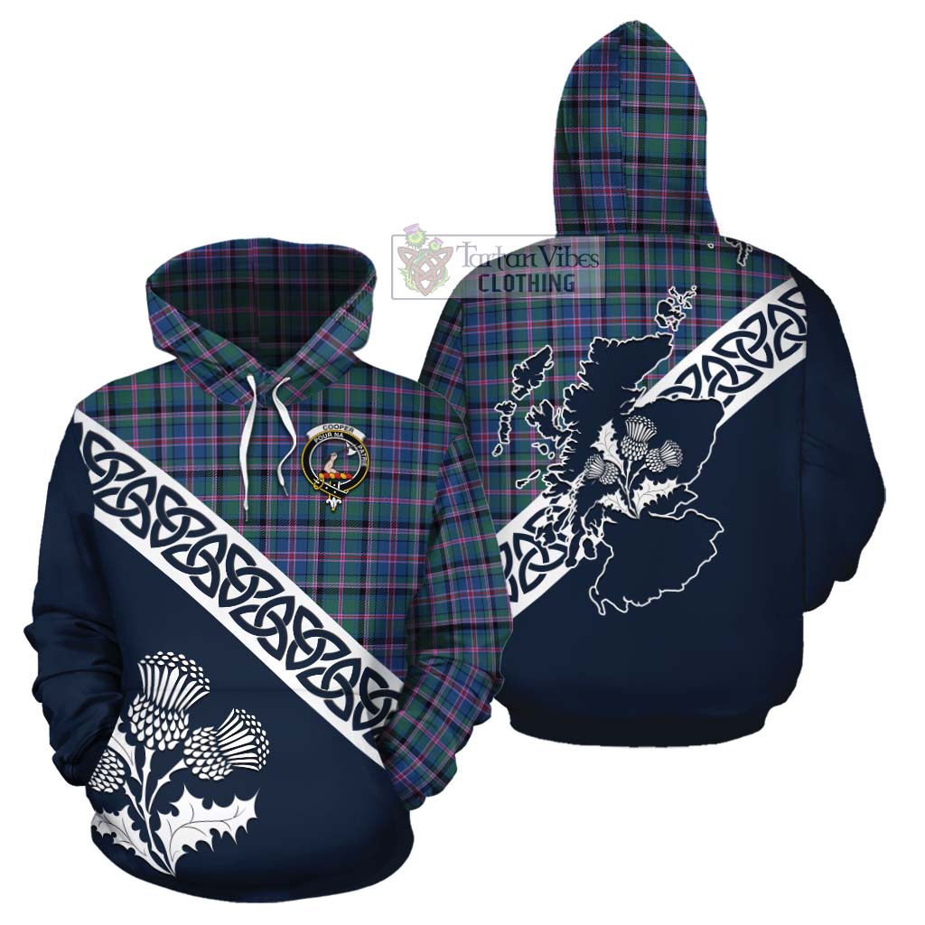 Tartan Vibes Clothing Cooper Tartan Cotton Hoodie Featuring Thistle and Scotland Map