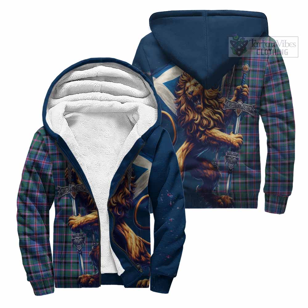 Tartan Vibes Clothing Cooper Tartan Family Crest Sherpa Hoodie with Scottish Majestic Lion