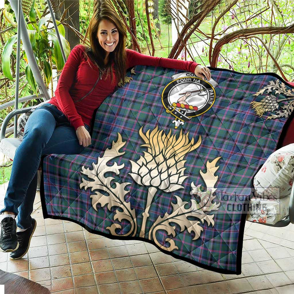 Tartan Vibes Clothing Cooper Tartan Quilt with Family Crest and Golden Thistle Style