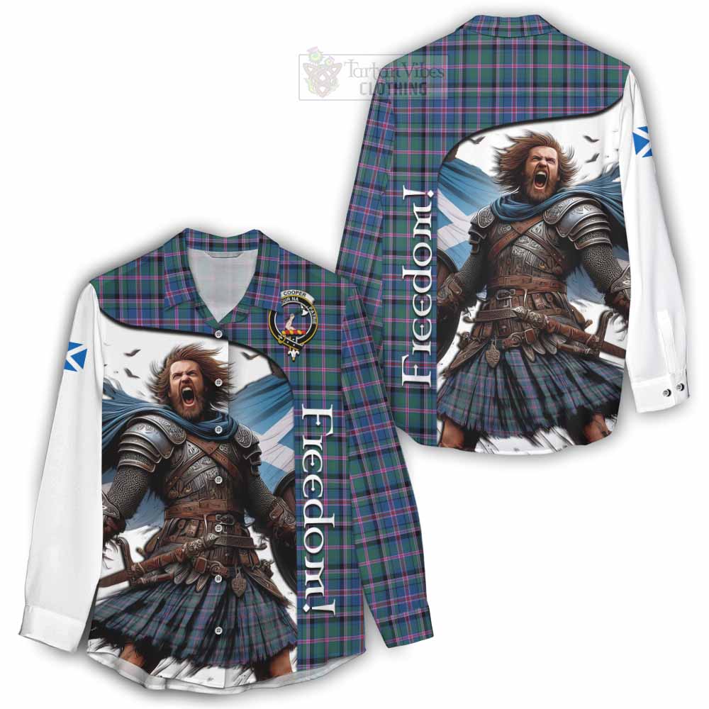 Tartan Vibes Clothing Cooper Crest Tartan Women's Casual Shirt Inspired by the Freedom of Scottish Warrior