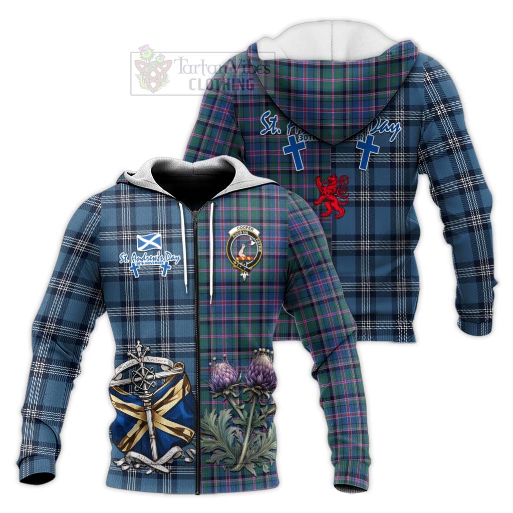 Tartan Vibes Clothing Cooper Tartan Knitted Hoodie Happy St. Andrew's Day Half Tartan Style