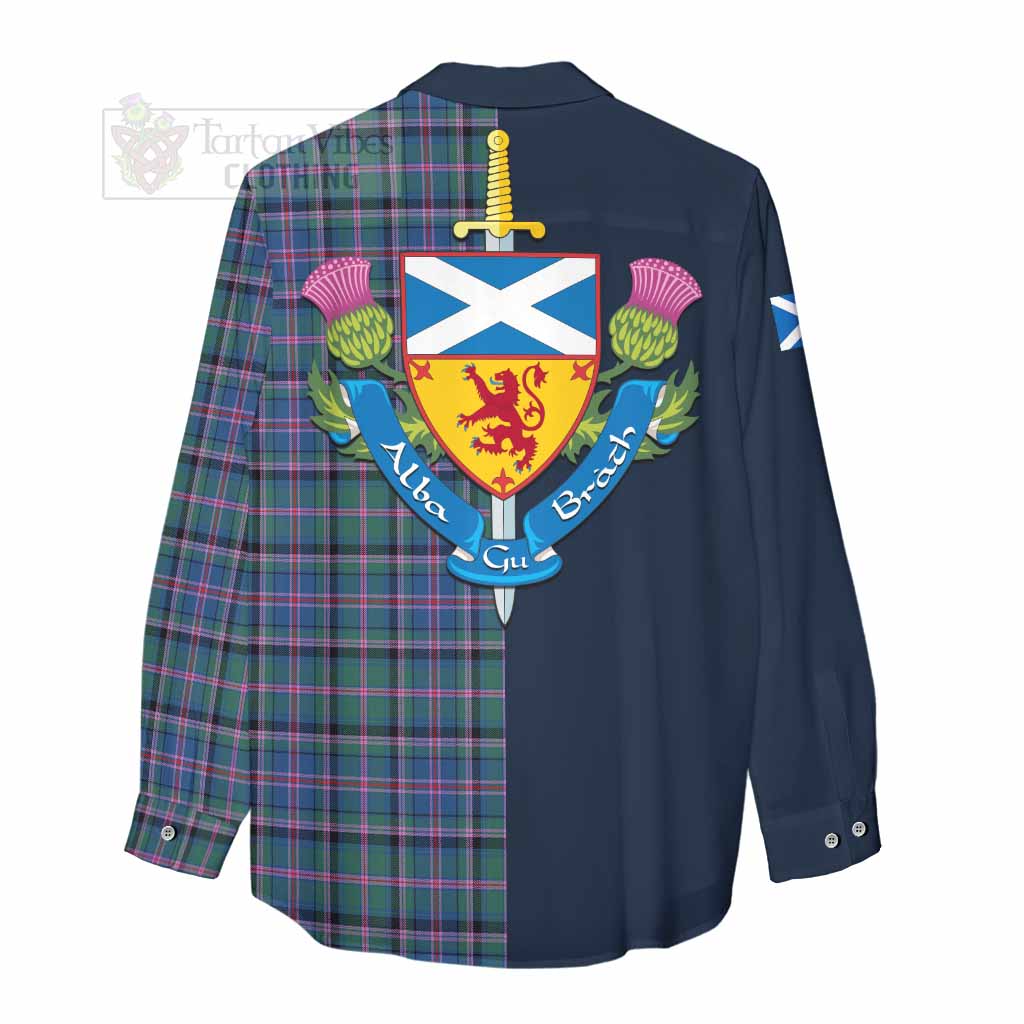 Tartan Vibes Clothing Cooper Tartan Women's Casual Shirt Alba with Scottish Lion Royal Arm Half Style