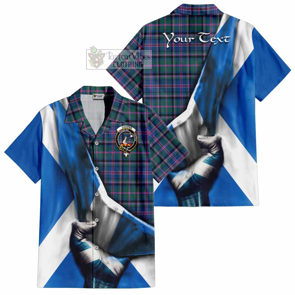 Tartan Vibes Clothing Cooper Tartan Short Sleeve Button Shirt with Family Crest Scotland Patriotic Style