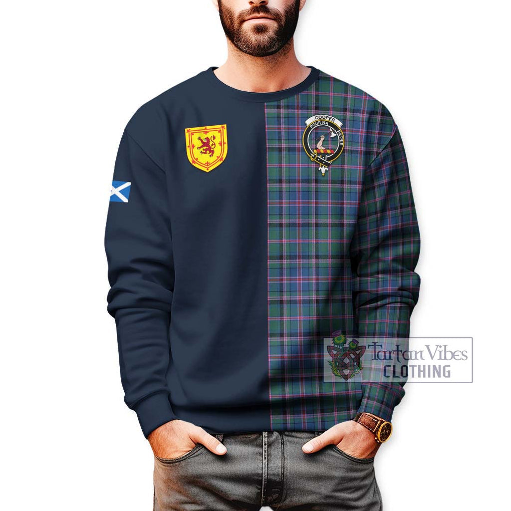 Tartan Vibes Clothing Cooper Tartan Sweatshirt with Scottish Lion Royal Arm Half Style