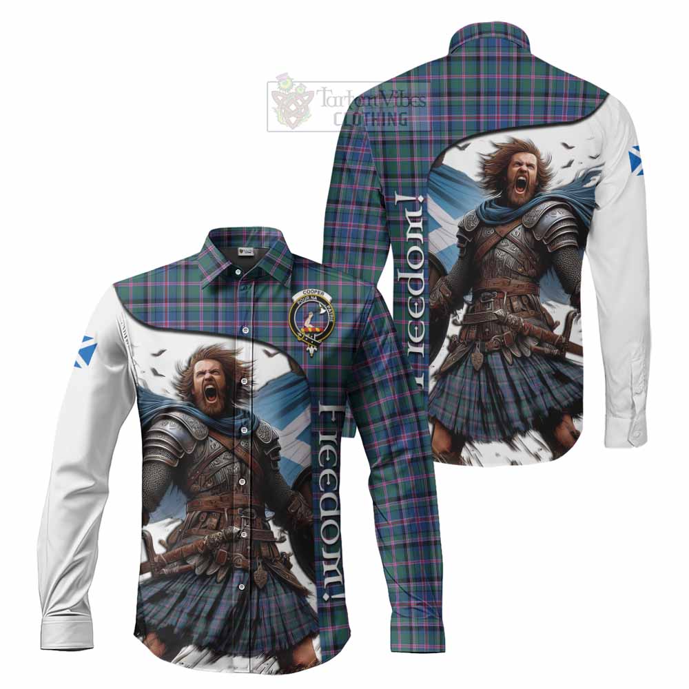 Tartan Vibes Clothing Cooper Crest Tartan Long Sleeve Button Shirt Inspired by the Freedom of Scottish Warrior