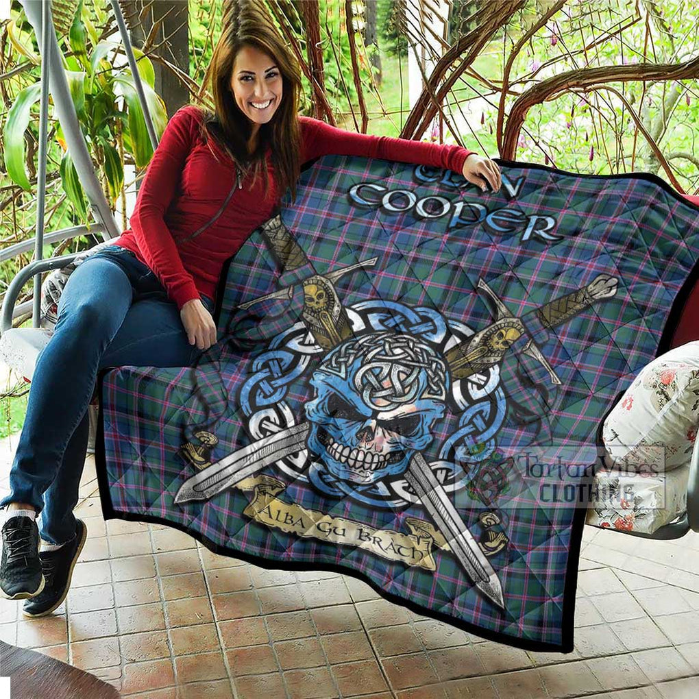 Tartan Vibes Clothing Cooper Tartan Quilt with Celtic Skull Alba Gu Brath Style