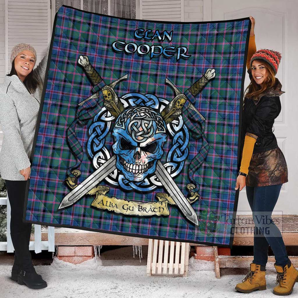 Tartan Vibes Clothing Cooper Tartan Quilt with Celtic Skull Alba Gu Brath Style