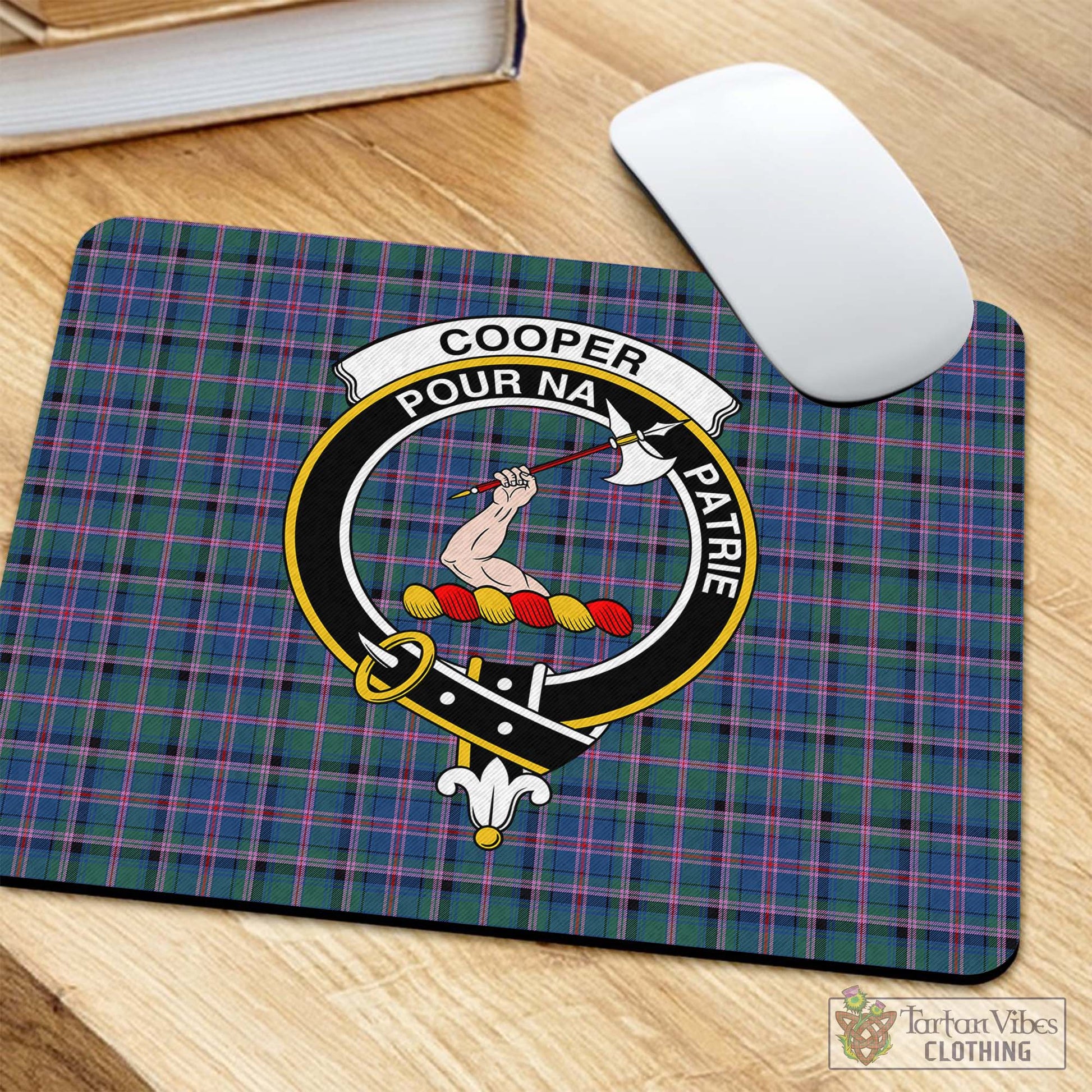 Tartan Vibes Clothing Cooper Tartan Mouse Pad with Family Crest