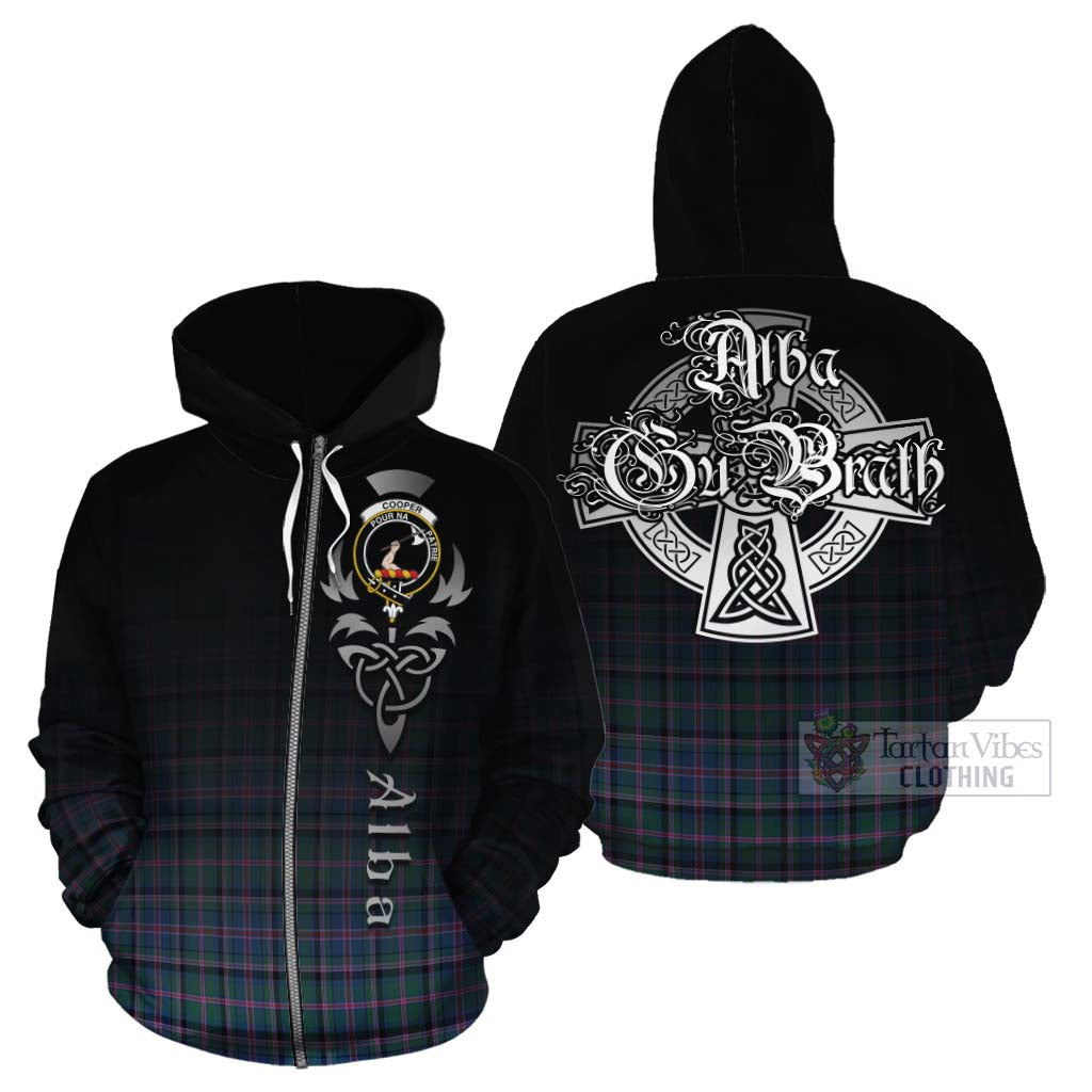 Tartan Vibes Clothing Cooper Tartan Cotton Hoodie Featuring Alba Gu Brath Family Crest Celtic Inspired