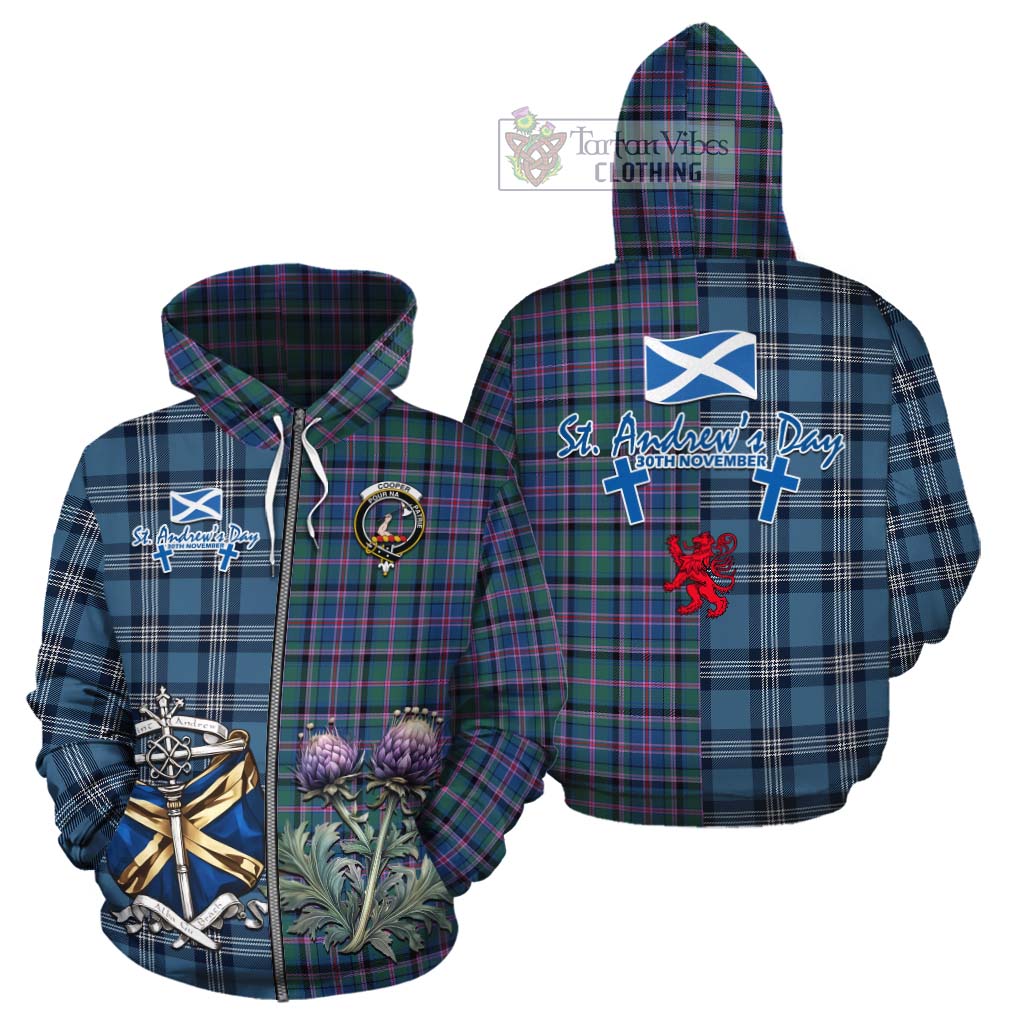 Tartan Vibes Clothing Cooper Tartan Cotton Hoodie Happy St. Andrew's Day Half Tartan Style