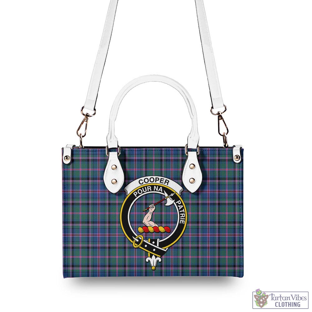 Tartan Vibes Clothing Cooper Tartan Luxury Leather Handbags with Family Crest