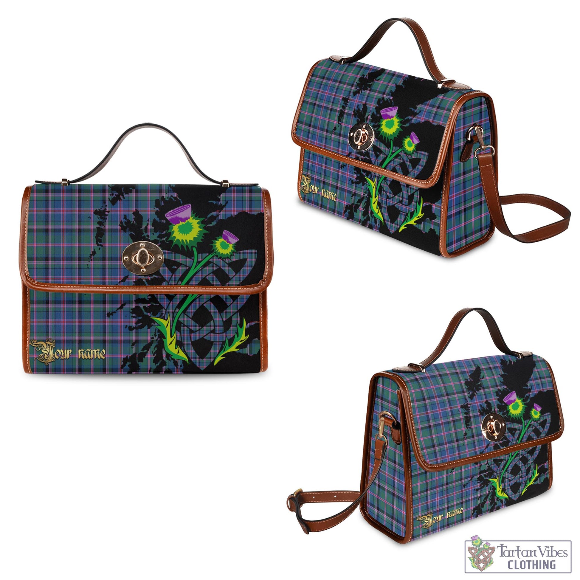 Tartan Vibes Clothing Cooper Tartan Waterproof Canvas Bag with Scotland Map and Thistle Celtic Accents