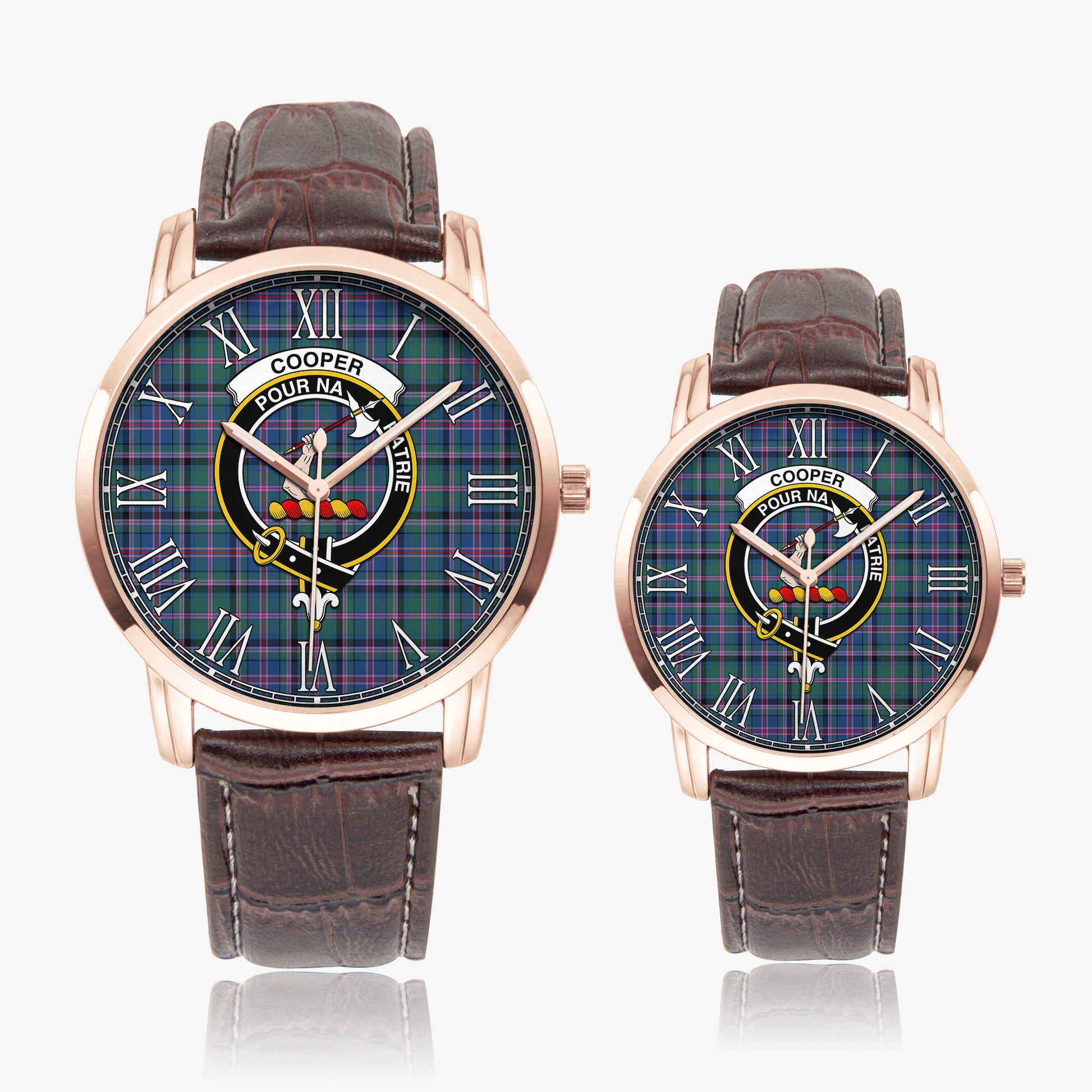 Cooper Tartan Family Crest Leather Strap Quartz Watch - Tartanvibesclothing