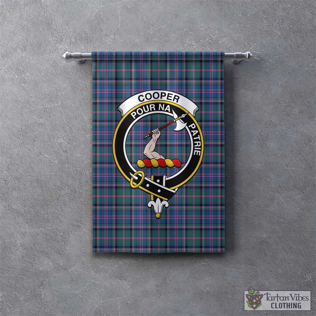 Tartan Vibes Clothing Cooper Tartan Gonfalon, Tartan Banner with Family Crest