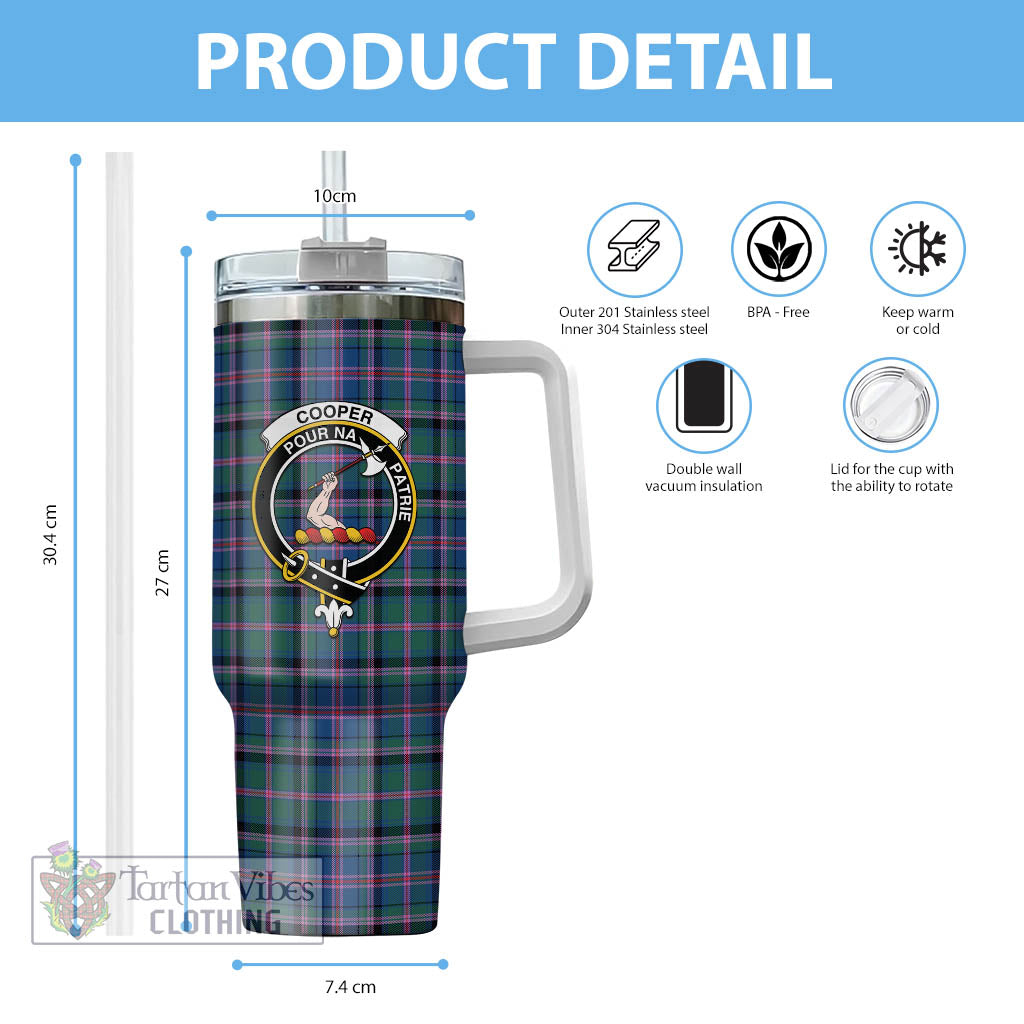 Tartan Vibes Clothing Cooper Tartan and Family Crest Tumbler with Handle