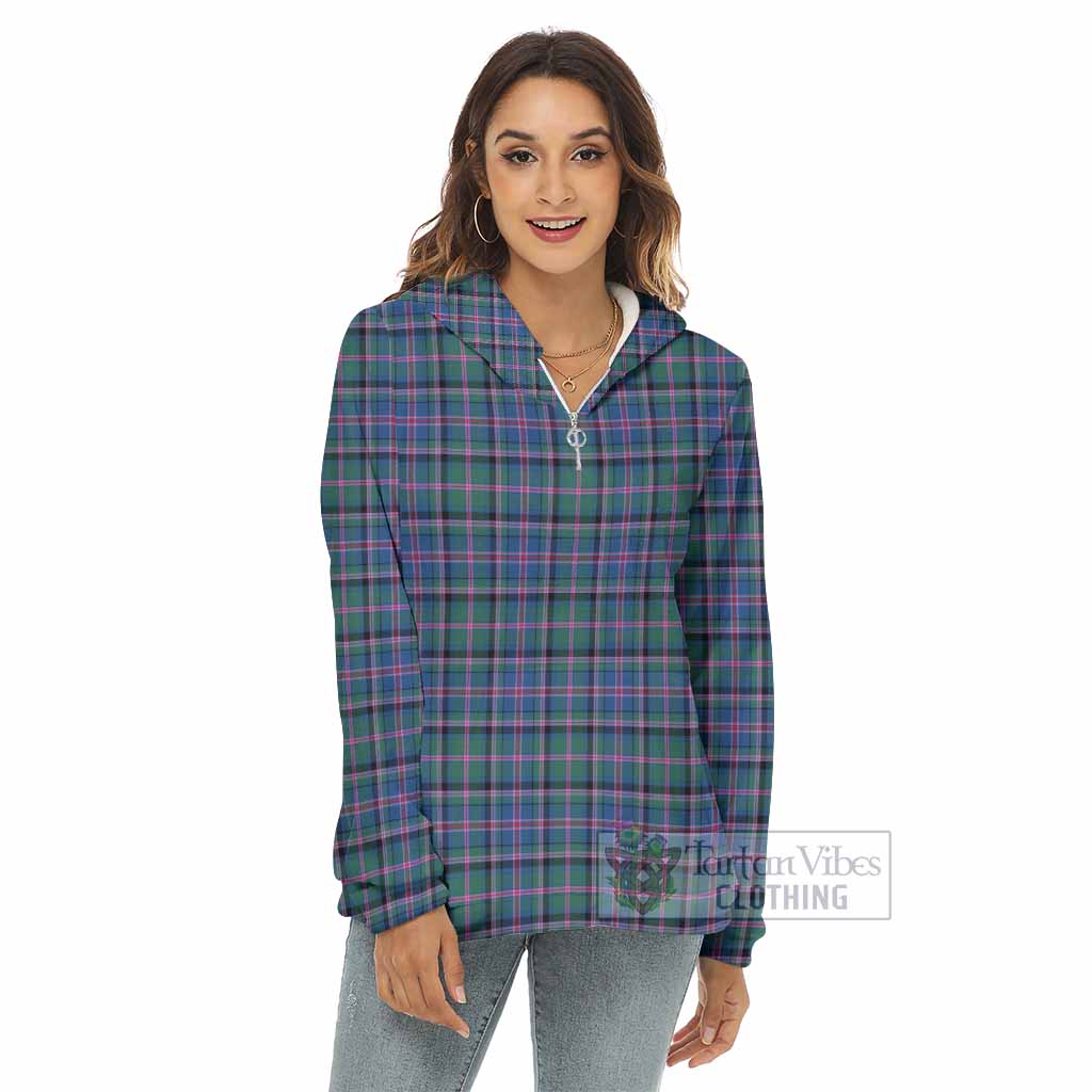 Tartan Vibes Clothing Cooper Tartan Women's Borg  Half Zip Fleece Hoodie