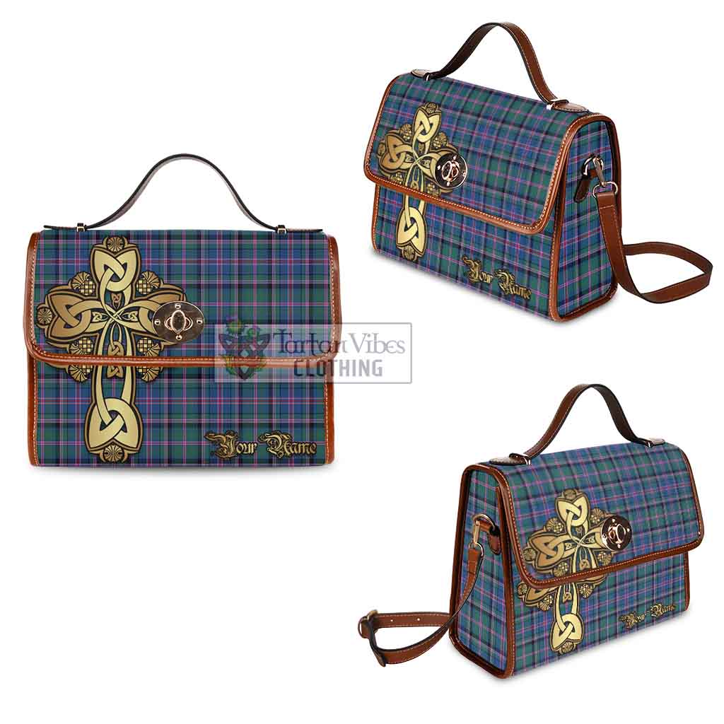 Tartan Vibes Clothing Cooper Tartan Waterproof Canvas Bag Golden Thistle Celtic Cross Style