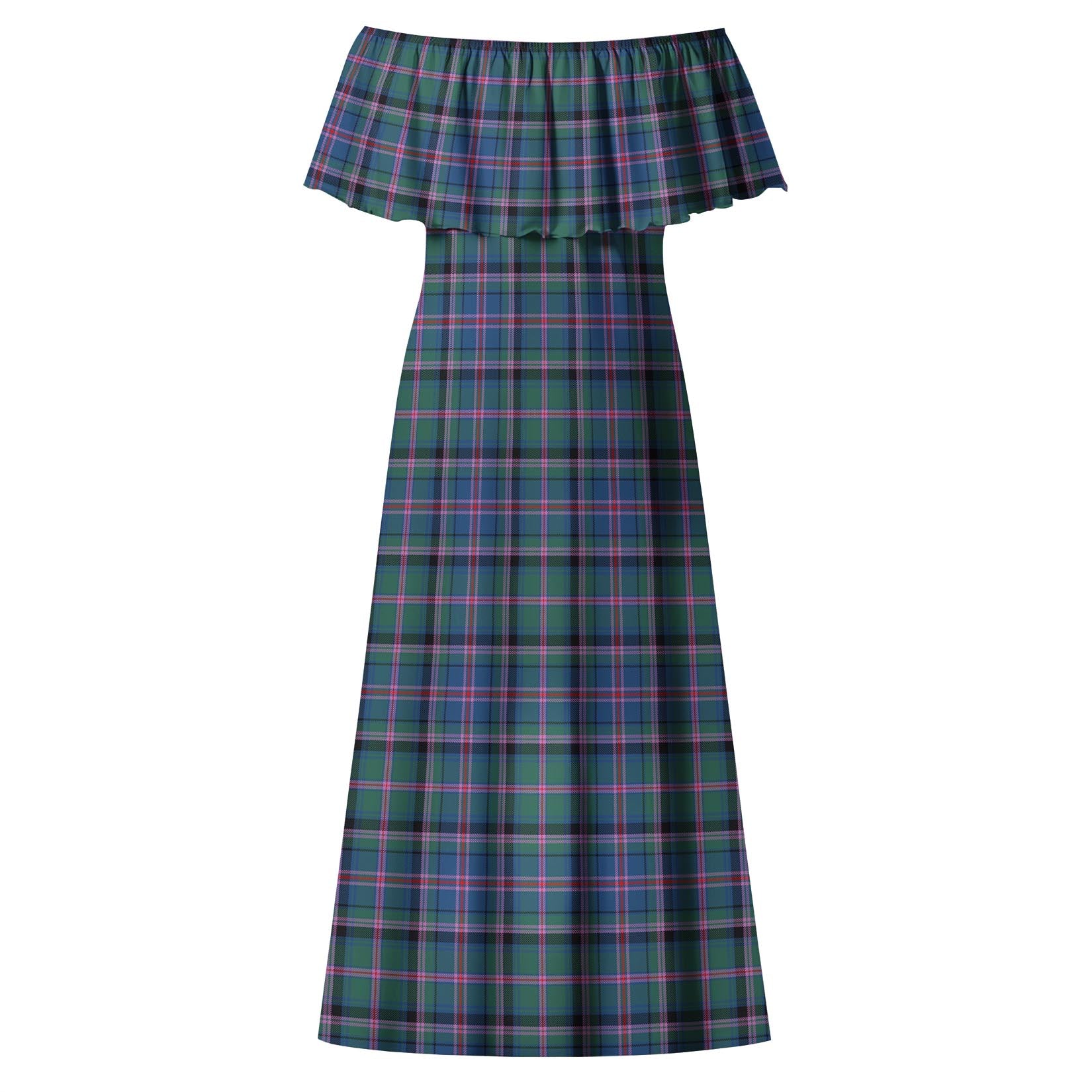 Cooper Tartan Off Shoulder Long Dress - Tartanvibesclothing