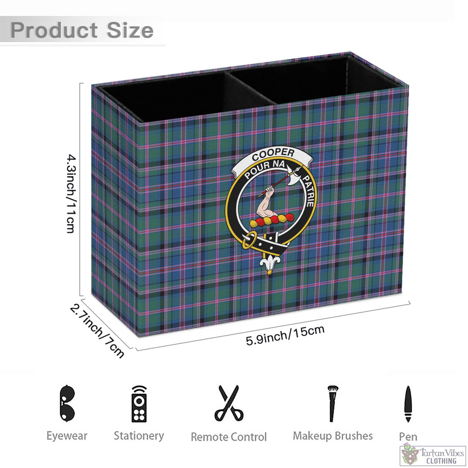 Tartan Vibes Clothing Cooper Tartan Pen Holder with Family Crest