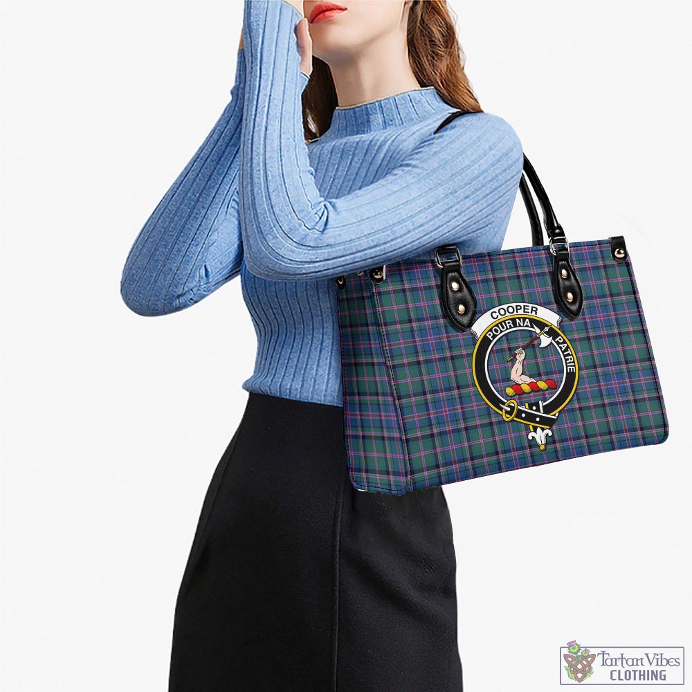 Tartan Vibes Clothing Cooper Tartan Luxury Leather Handbags with Family Crest