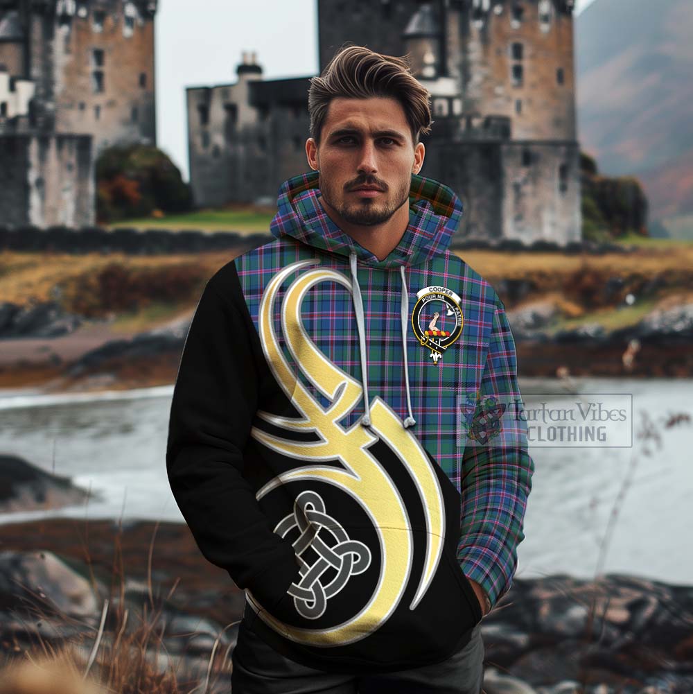 Tartan Vibes Clothing Cooper Tartan Cotton Hoodie with Family Crest and Celtic Symbol Style