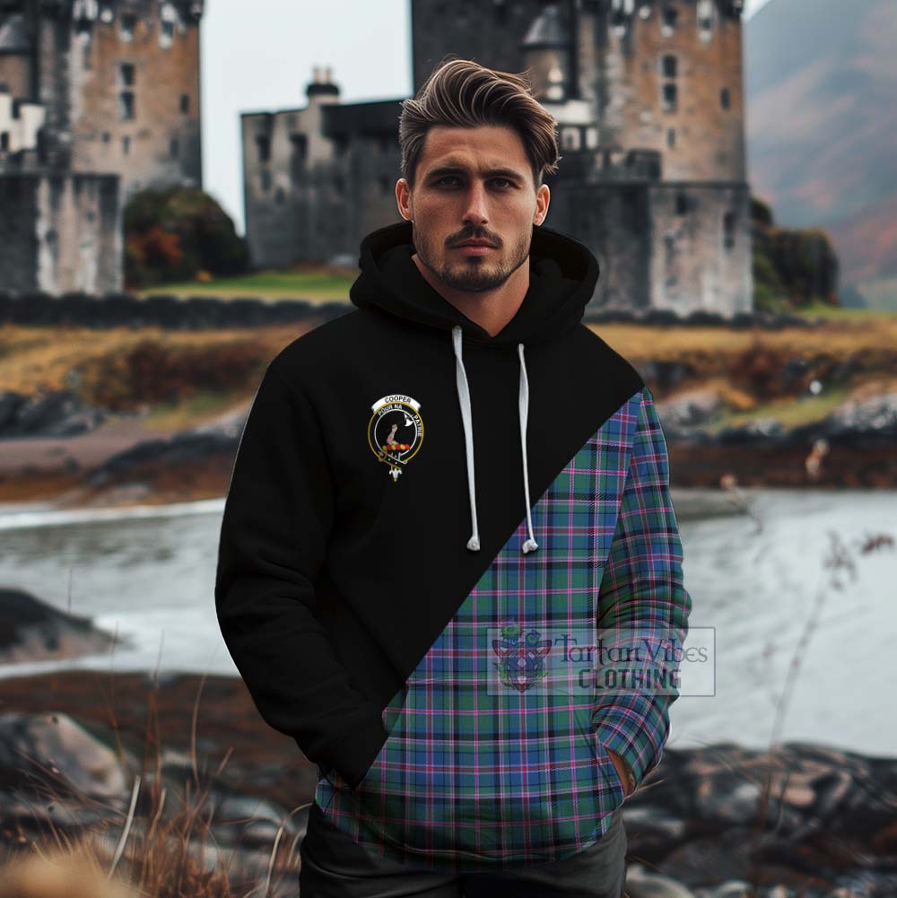 Tartan Vibes Clothing Cooper Tartan Cotton Hoodie with Family Crest and Military Logo Style