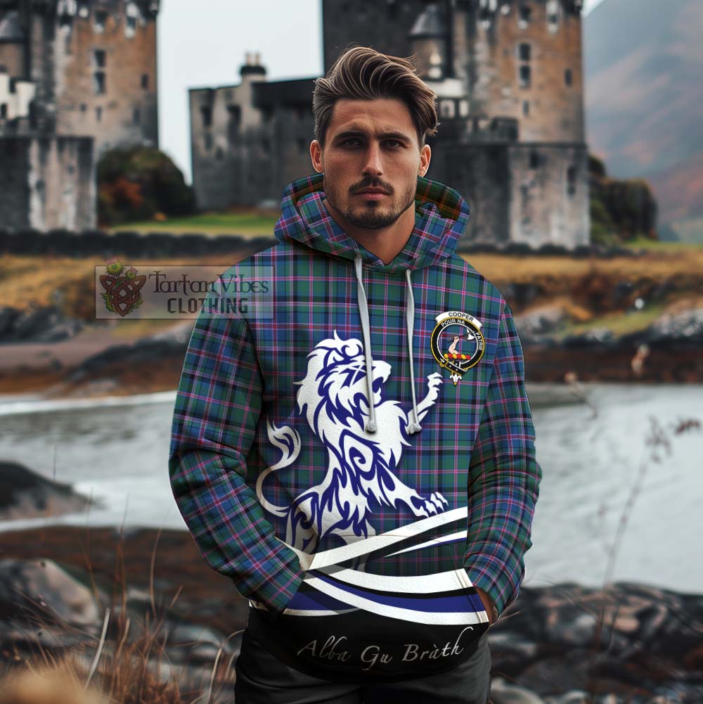 Tartan Vibes Clothing Cooper Tartan Cotton Hoodie with Alba Gu Brath Regal Lion Emblem