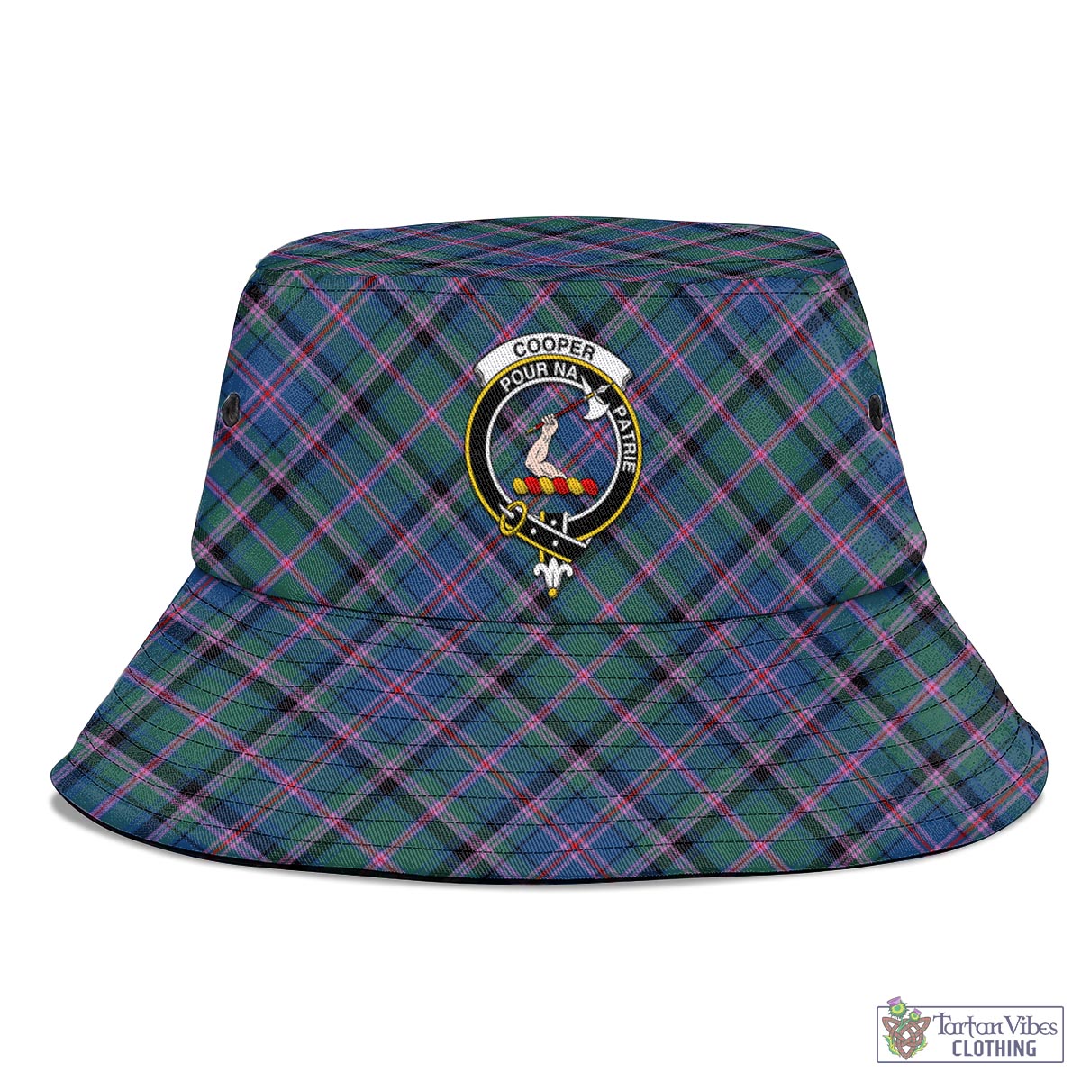 Tartan Vibes Clothing Cooper Tartan Bucket Hat with Family Crest