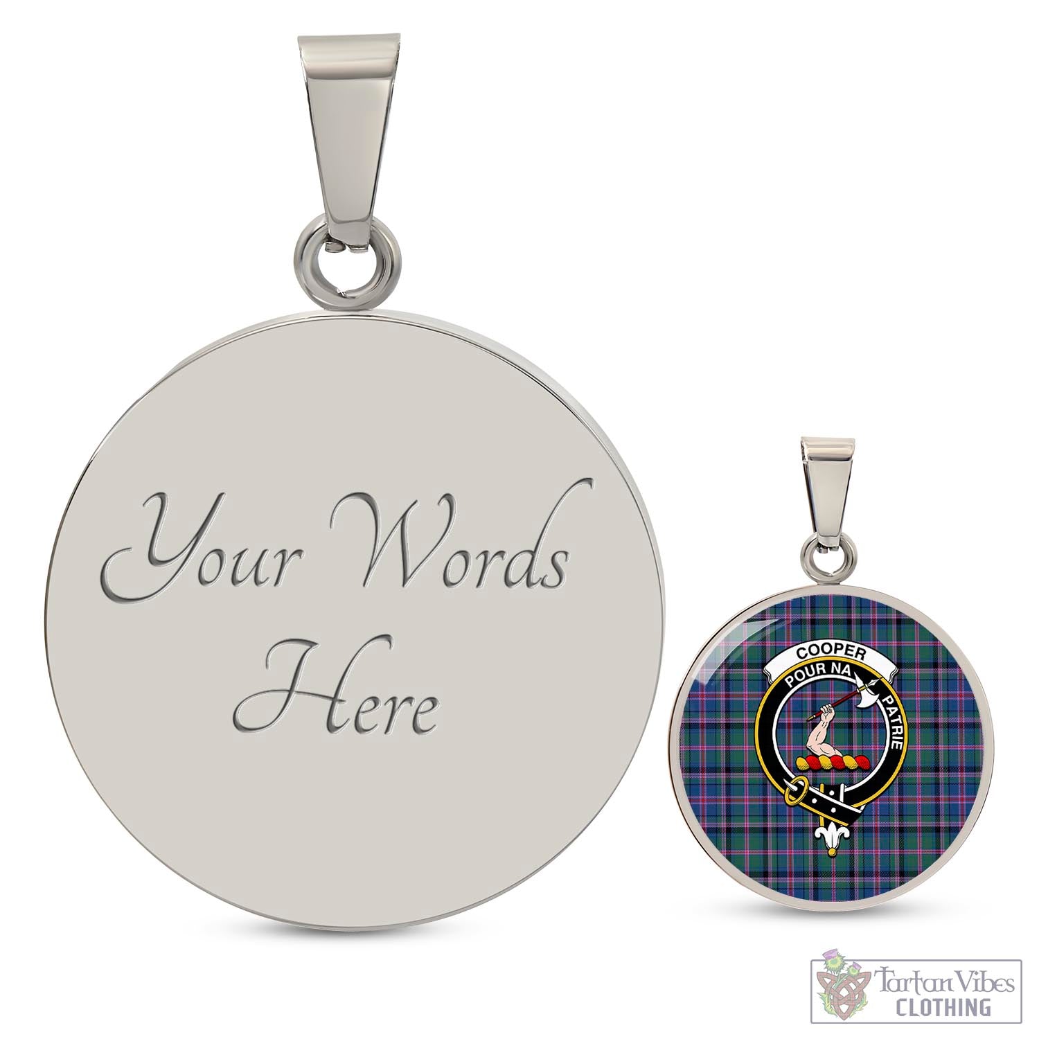 Tartan Vibes Clothing Cooper Tartan Circle Necklace with Family Crest