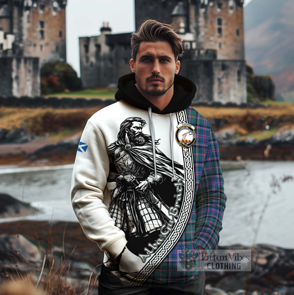 Tartan Vibes Clothing Cooper Tartan Clan Crest Cotton Hoodie with Highlander Warrior Celtic Style