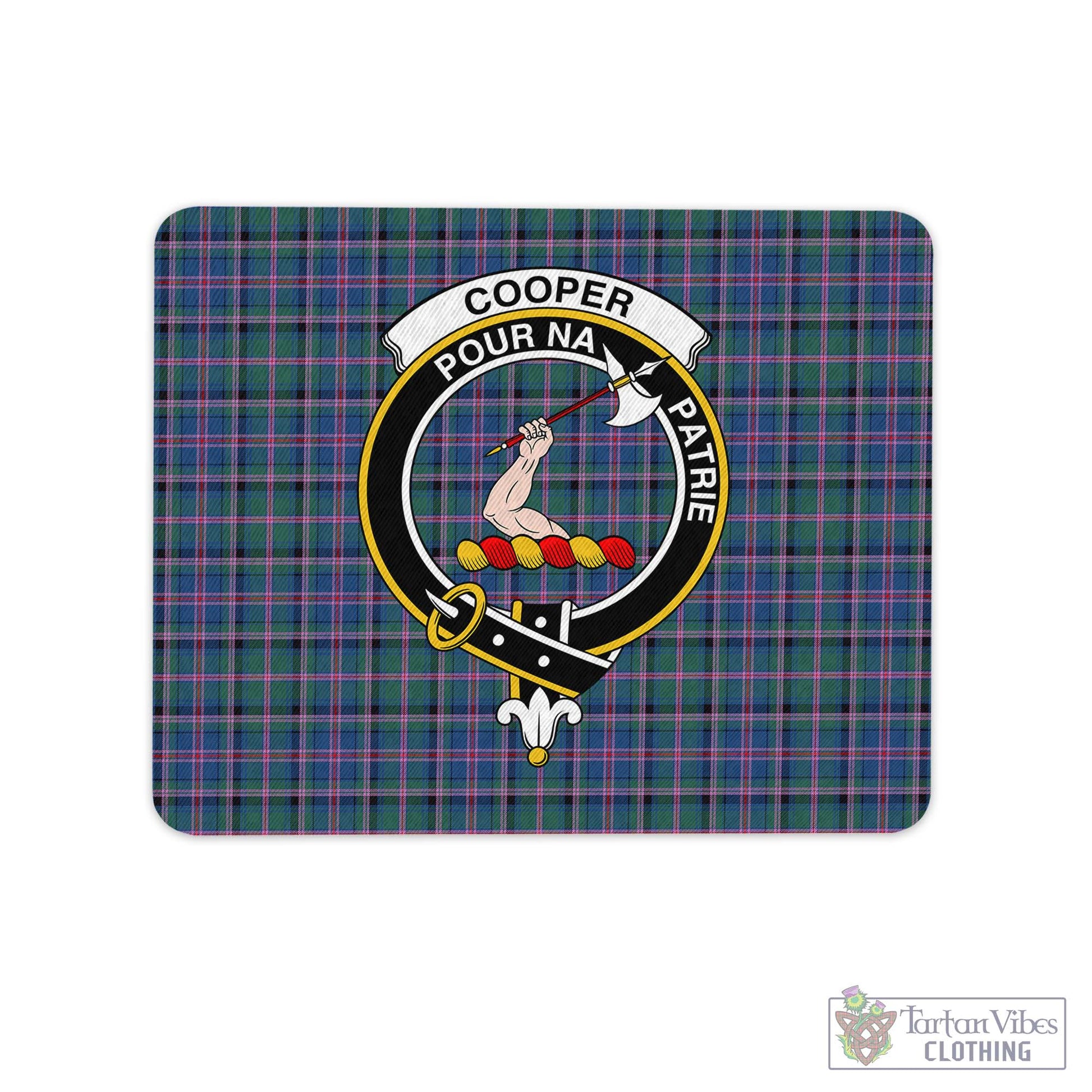 Tartan Vibes Clothing Cooper Tartan Mouse Pad with Family Crest