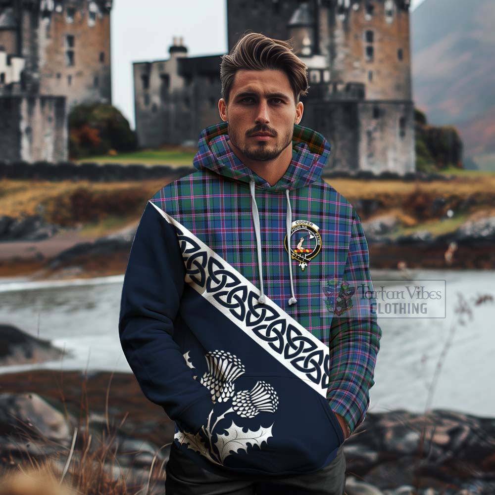 Tartan Vibes Clothing Cooper Tartan Cotton Hoodie Featuring Thistle and Scotland Map