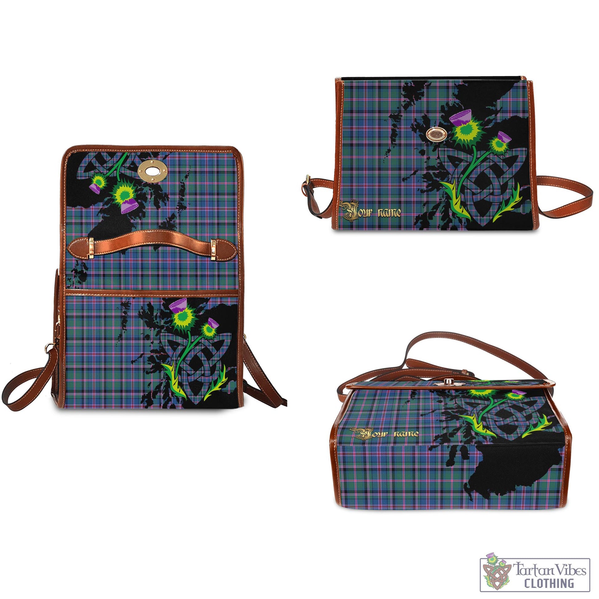 Tartan Vibes Clothing Cooper Tartan Waterproof Canvas Bag with Scotland Map and Thistle Celtic Accents