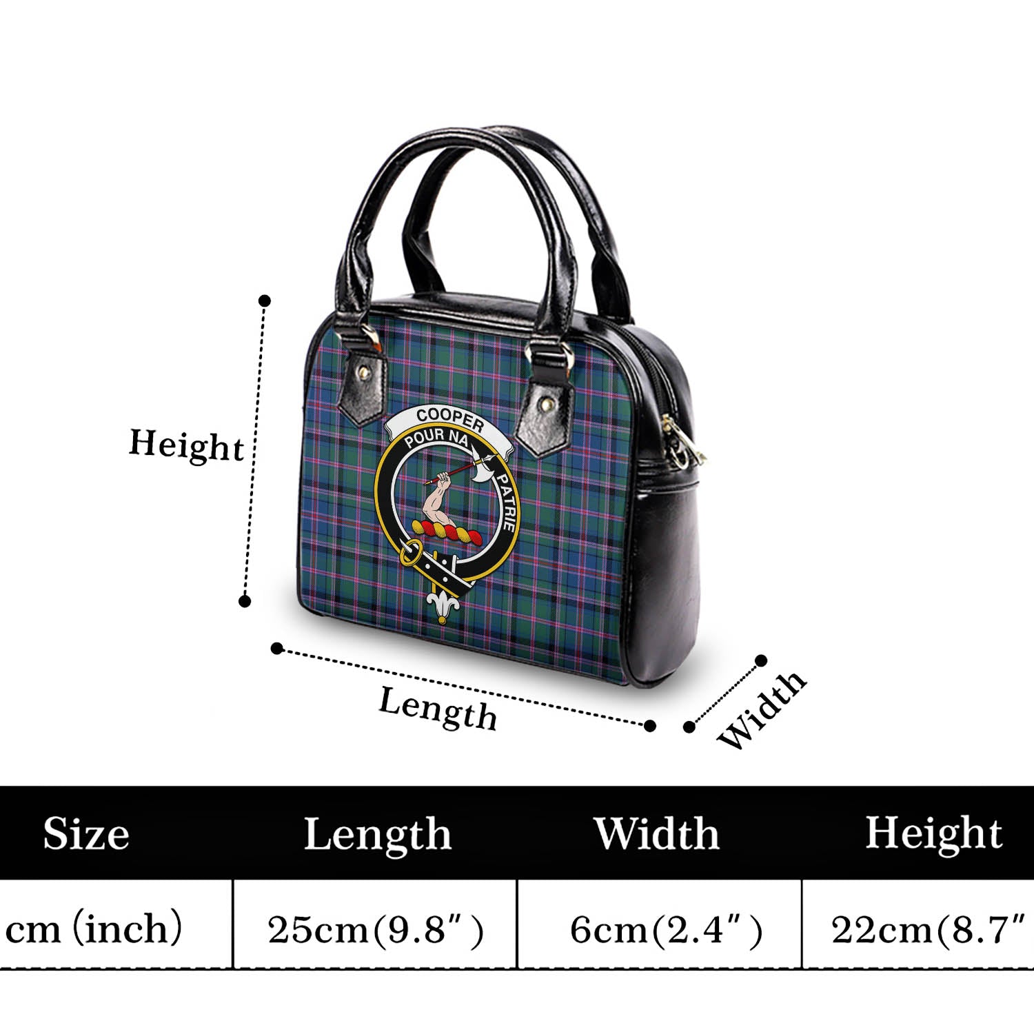 Cooper Tartan Shoulder Handbags with Family Crest - Tartanvibesclothing