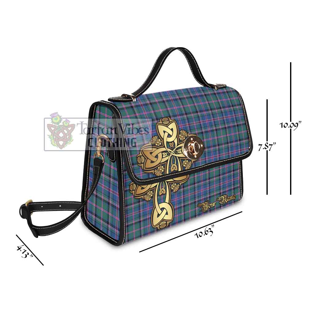 Tartan Vibes Clothing Cooper Tartan Waterproof Canvas Bag Golden Thistle Celtic Cross Style