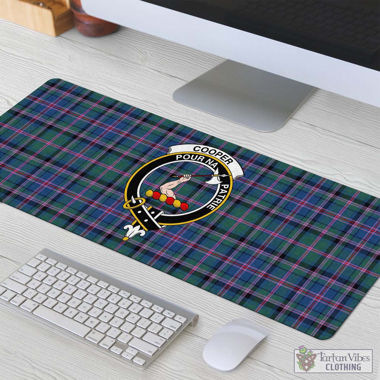 Tartan Vibes Clothing Cooper Tartan Mouse Pad with Family Crest