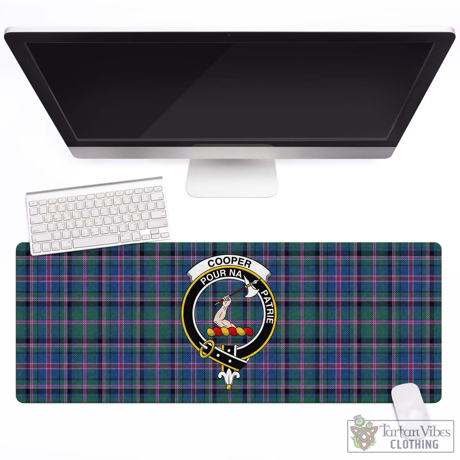 Tartan Vibes Clothing Cooper Tartan Mouse Pad with Family Crest