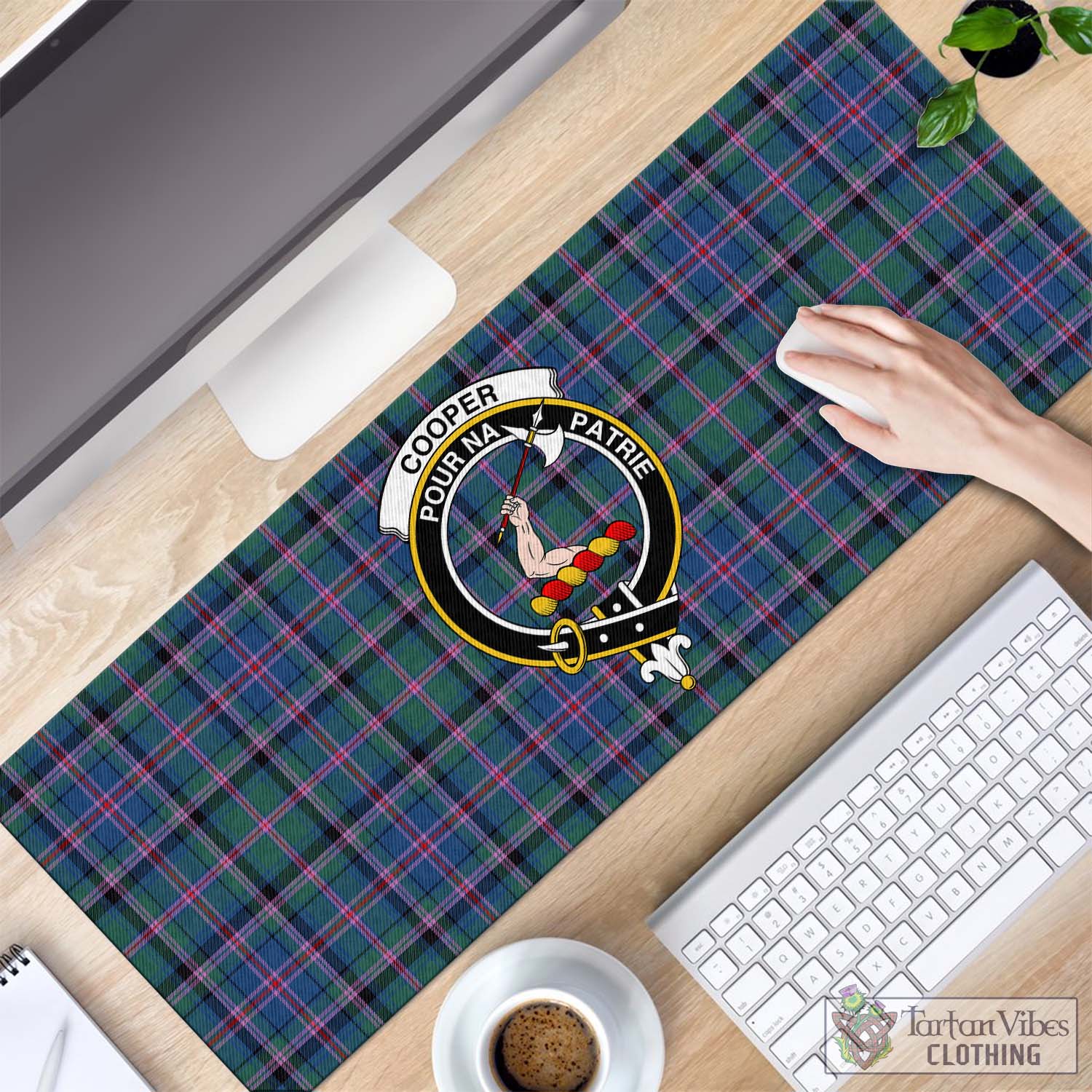 Tartan Vibes Clothing Cooper Tartan Mouse Pad with Family Crest