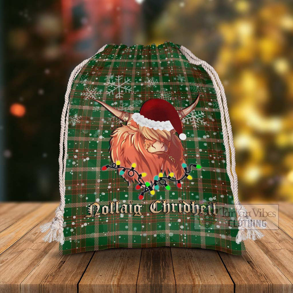 Tartan Vibes Clothing Copeland Tartan Christmas Santa's Bag with Highland Cow