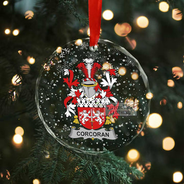 Corcoran Irish Clan Christmas Glass Ornament with Coat of Arms