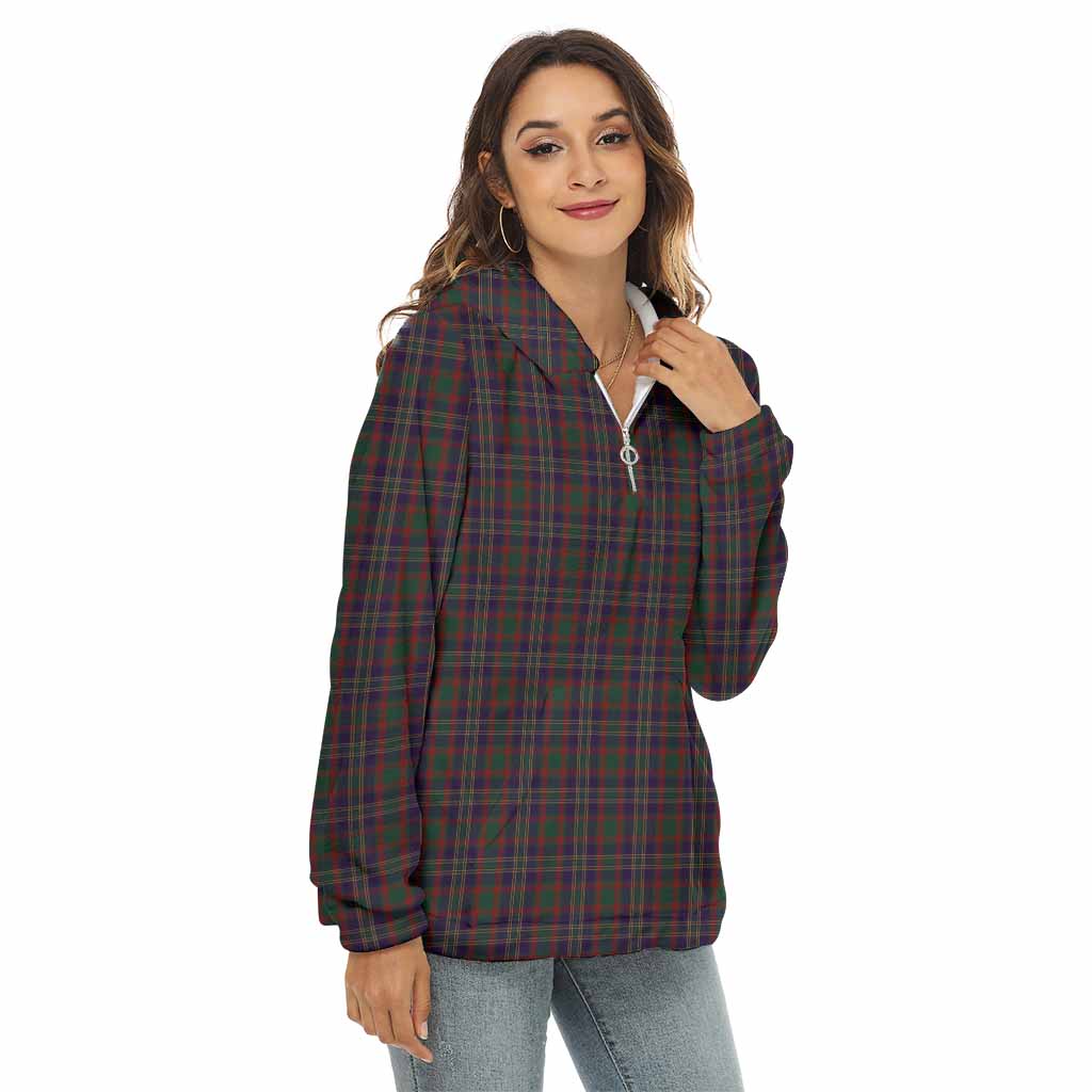 Tartan Vibes Clothing Cork County Ireland Tartan Women's Borg  Half Zip Fleece Hoodie