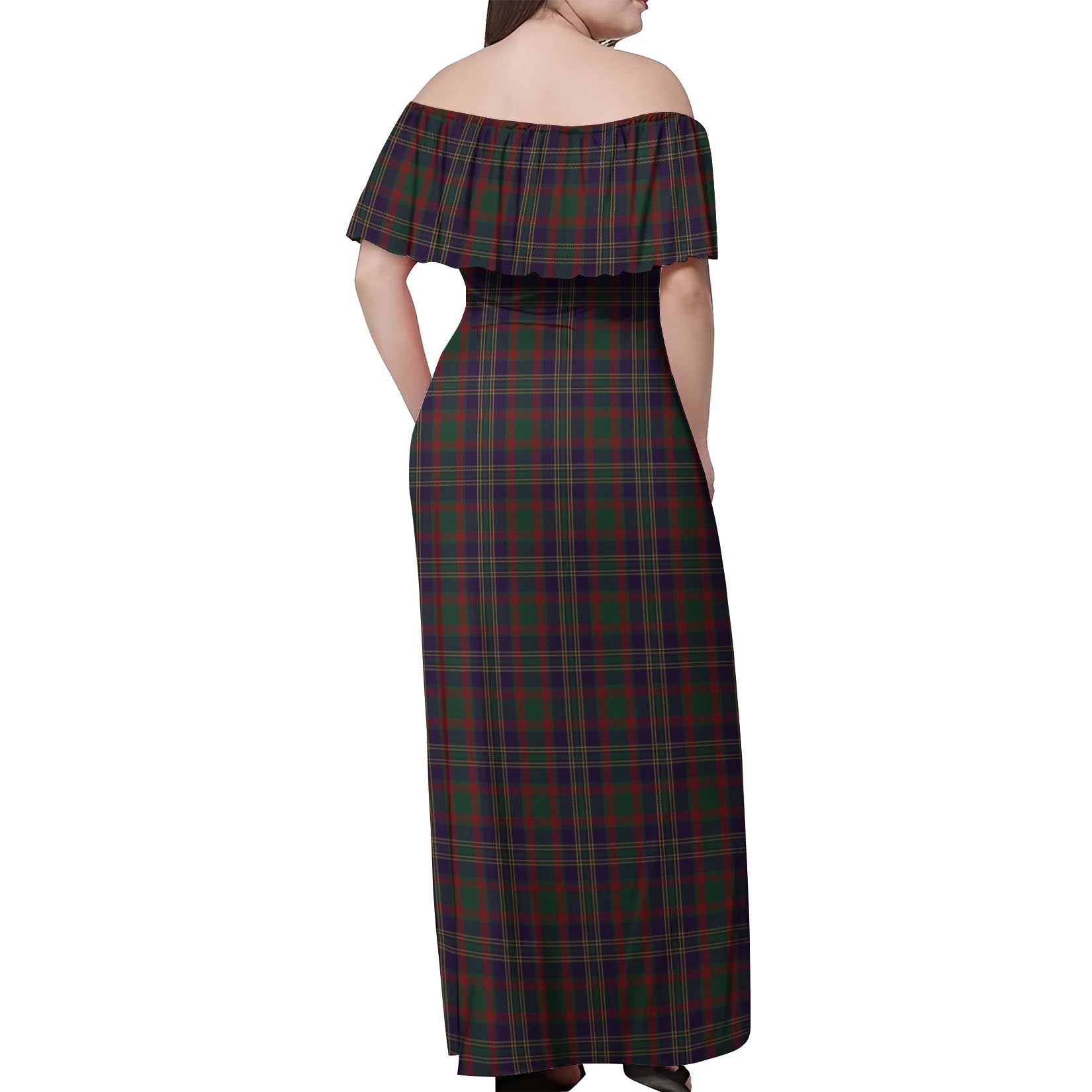 Cork County Ireland Tartan Off Shoulder Long Dress - Tartanvibesclothing