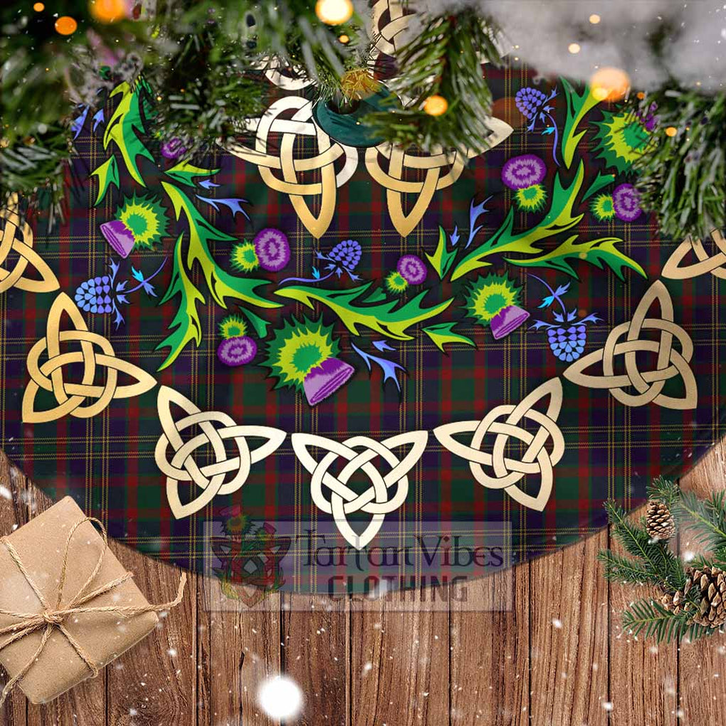 Tartan Vibes Clothing Cork County Ireland Tartan Christmas Tree Skirt with Thistle Celtic Knot Style