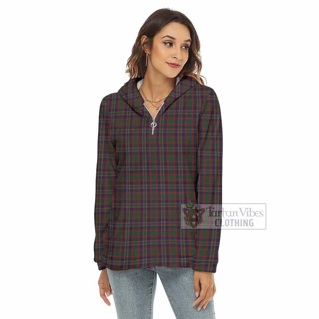 Tartan Vibes Clothing Cork County Ireland Tartan Women's Borg  Half Zip Fleece Hoodie