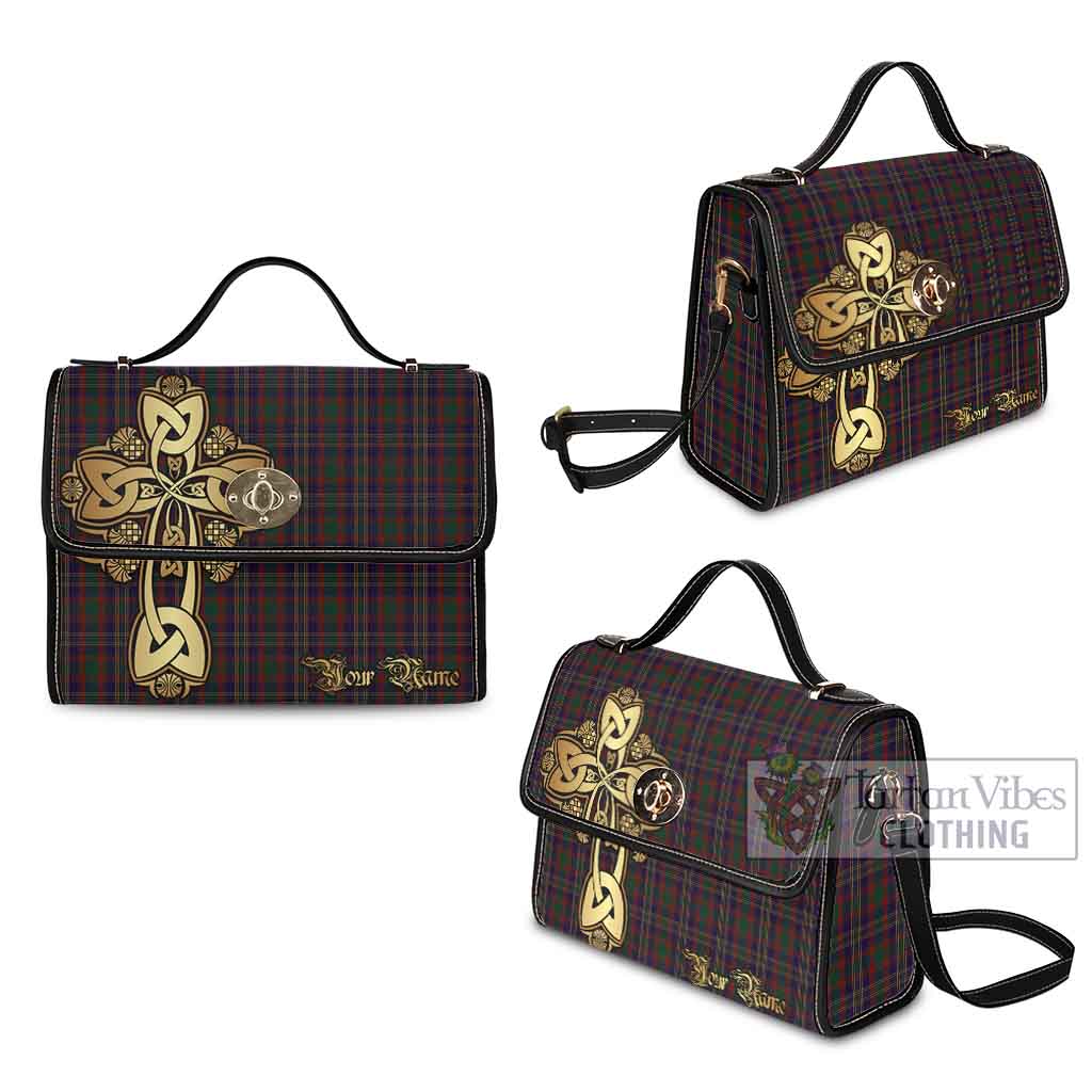 Tartan Vibes Clothing Cork County Ireland Tartan Waterproof Canvas Bag Golden Thistle Celtic Cross Style