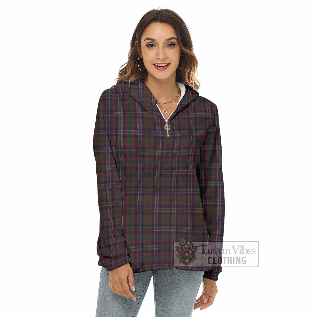 Tartan Vibes Clothing Cork County Ireland Tartan Women's Borg  Half Zip Fleece Hoodie